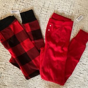 Old Navy Women's Red and Black Buffalo Pajama Jogger thermal pants Bundle M NWT